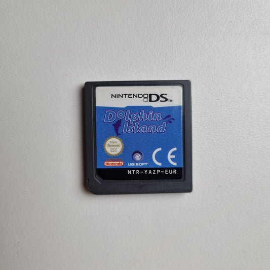 Nintendo DS game cartridge for 'Dolphin Island' on a white background