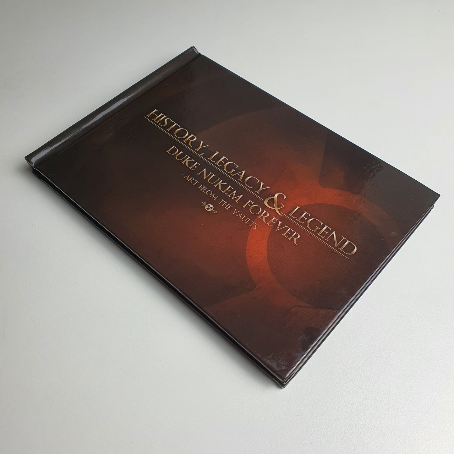 Brown Duke Nukem artbook on a grey background.