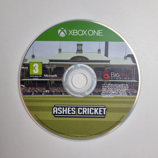 Xbox One game disc for 'Ashes Cricket' on a grey background