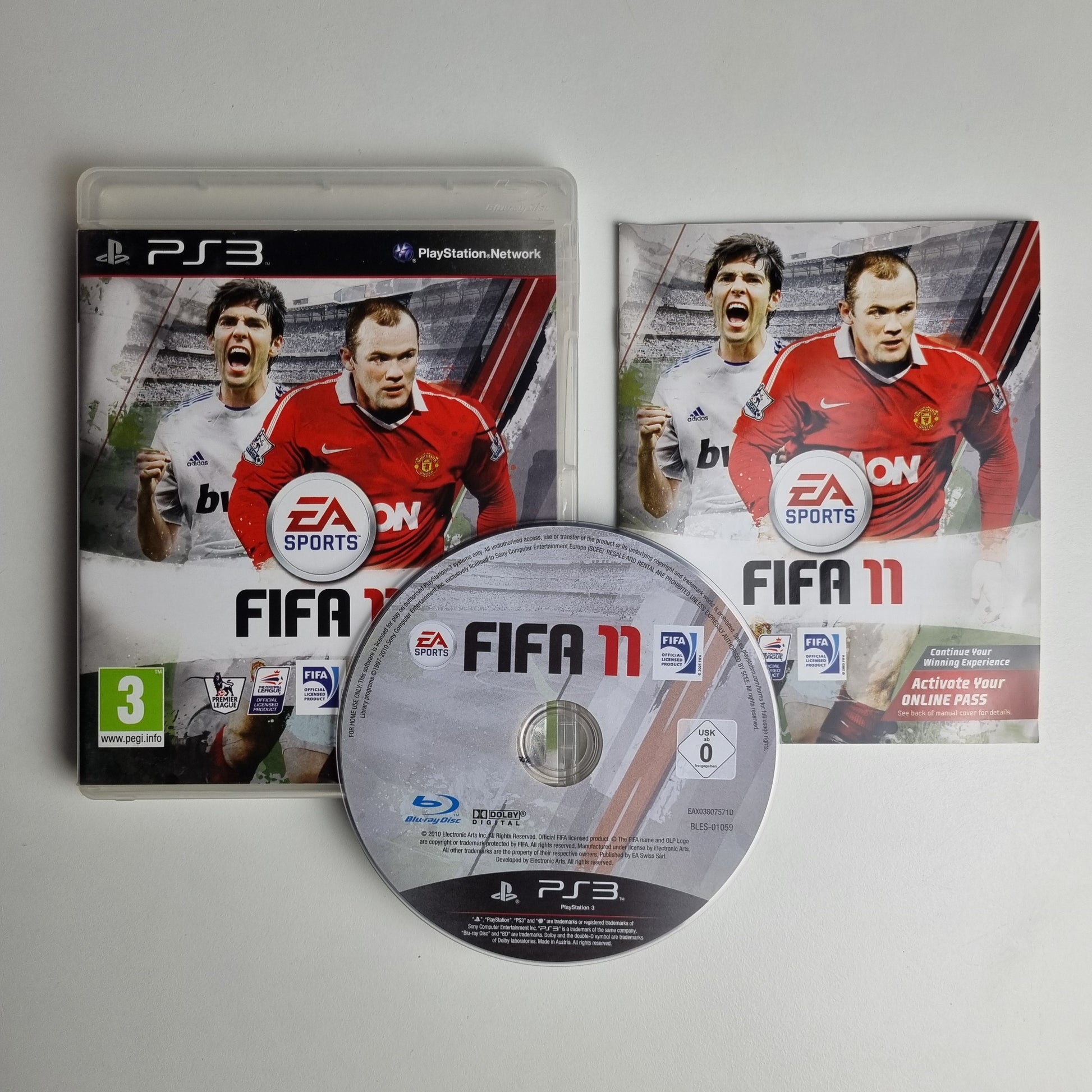Official Sony PlayStation 3 pre-loved game titled 'FIFA 11' with packaging and disc on a white background