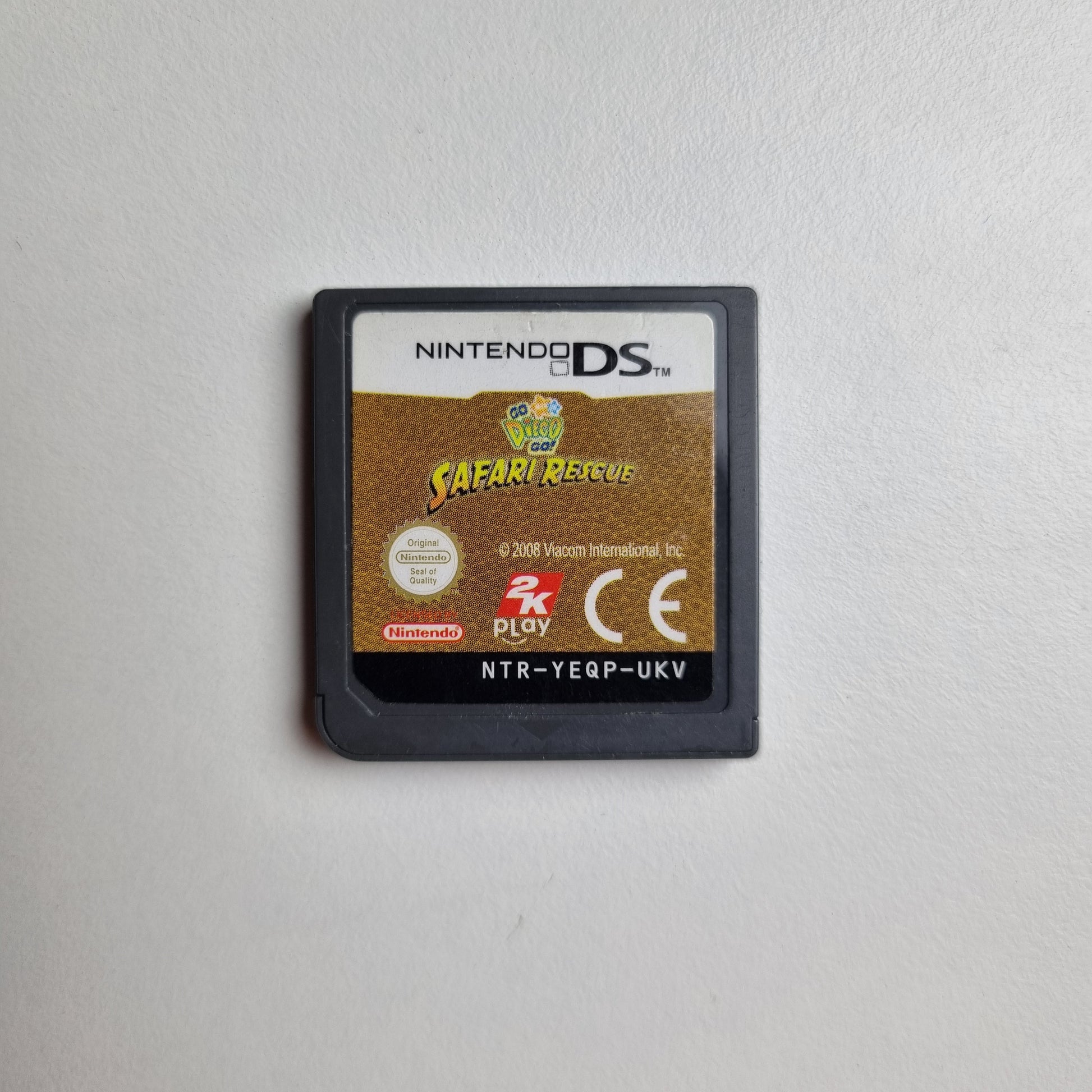 Nintendo DS game cartridge for 'Go, Diego, Go!: Safari Rescue' on a light grey background