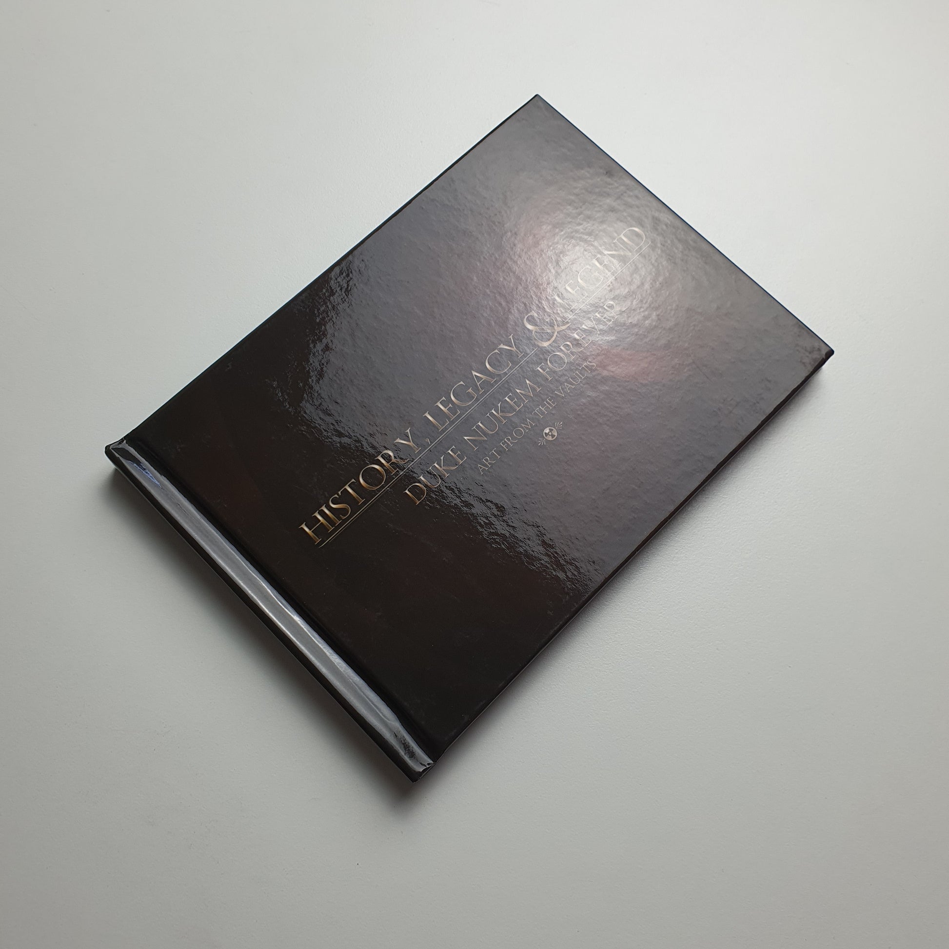 Brown Duke Nukem artbook on a grey background.
