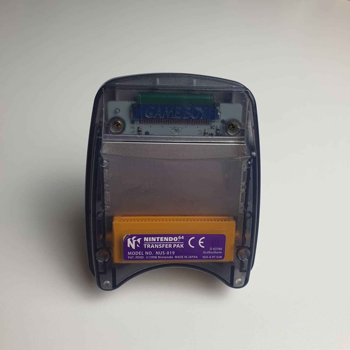 Nintendo 64 N64 transfer pak on a white background