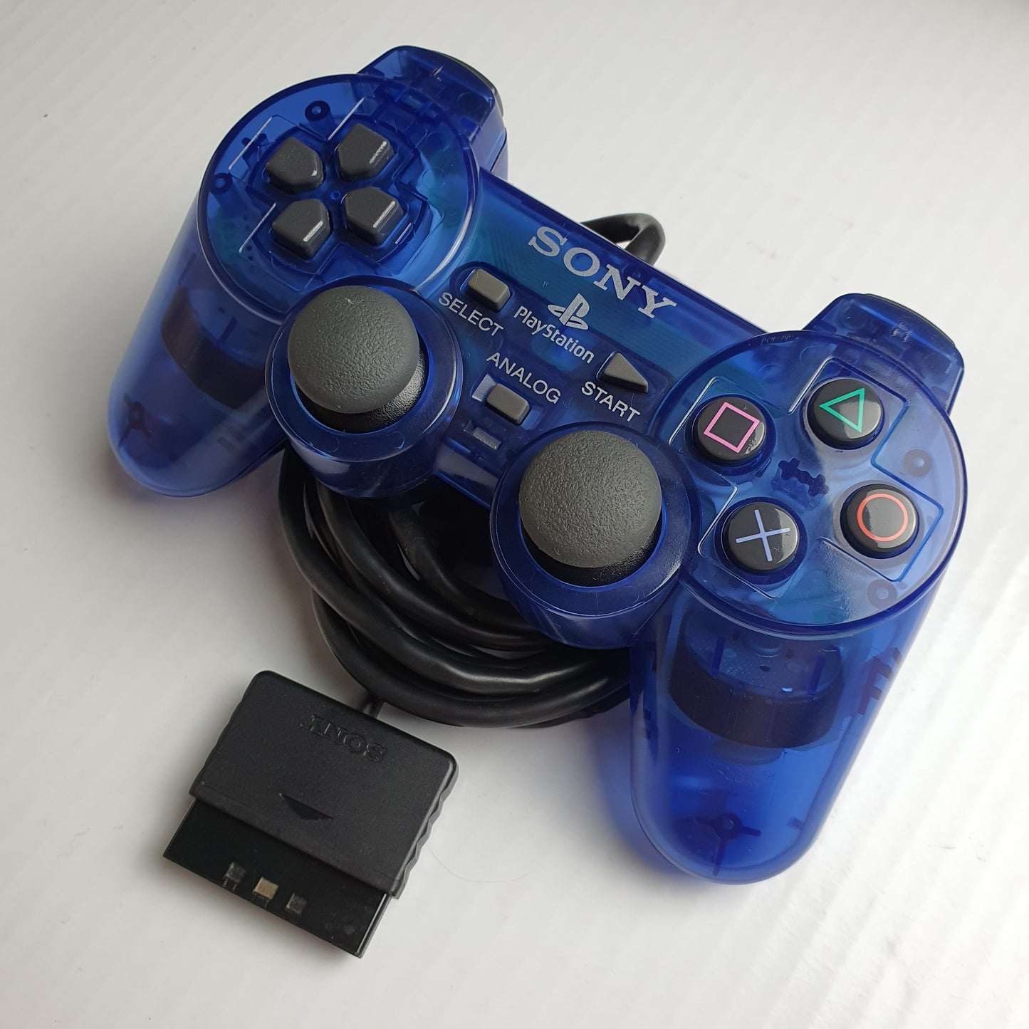 Official Sony PlayStation 2 PS2 Translucent Blue Wired Controller